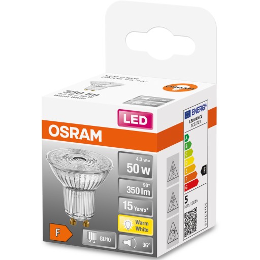 GU10 LED žiarovka 4,3W = 50W 350lm 2700K 36° OSRAM
