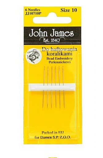 Korálkové vyšívacie ihlice 6 ks John James, veľkosť 10, tenké
