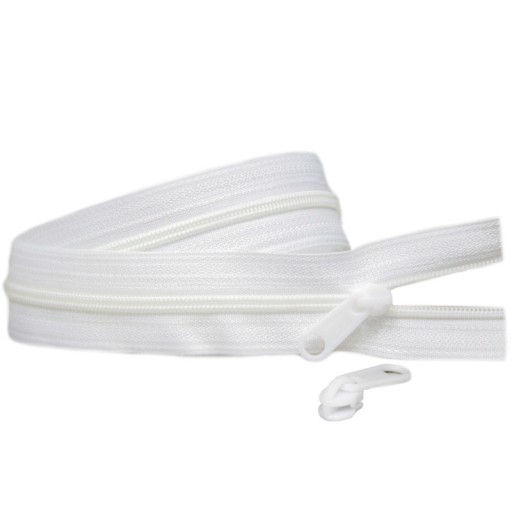 3mm páska na špirálový zips, BIELA + 2 zipsy, 1 meter