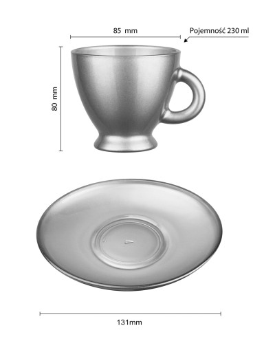 STRIEBORNÁ ŠÁLKA 230 ml, KÁVA, ČAJ, DARČEK