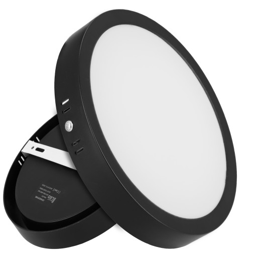 LED stropný panel, povrchová montáž, okrúhly, čierny, 24 W, nebliká, CCD lampa