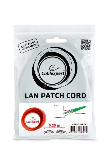 PATCHCORD LAN ETHERNET RJ45 CAT6 UTP 0,25M SIEŤOVÝ KÁBEL