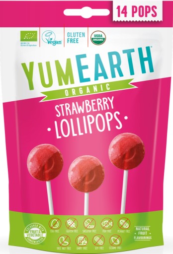 Jahodové lízanky 14 ks v balení YumEarth