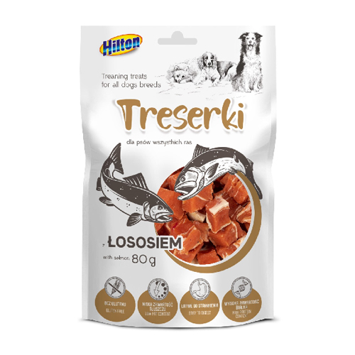 Hilton Mäsové trenažéry s lososom pre psov 80g
