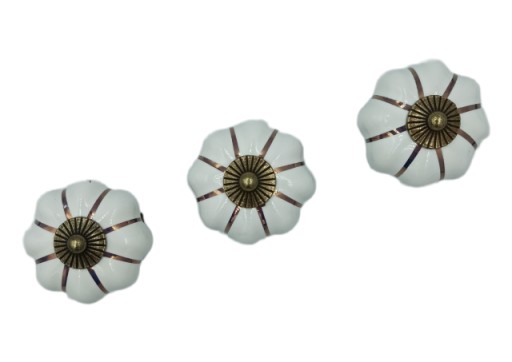 NÁBYTKOVÁ ÚCHYTKA TEKVICA STARÝ ZLATÝ PORCELÁN SADA x 3
