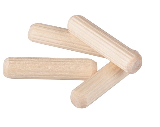 100 x drážkovaná buková nábytková hmoždinka, priemer 12 x 40 mm