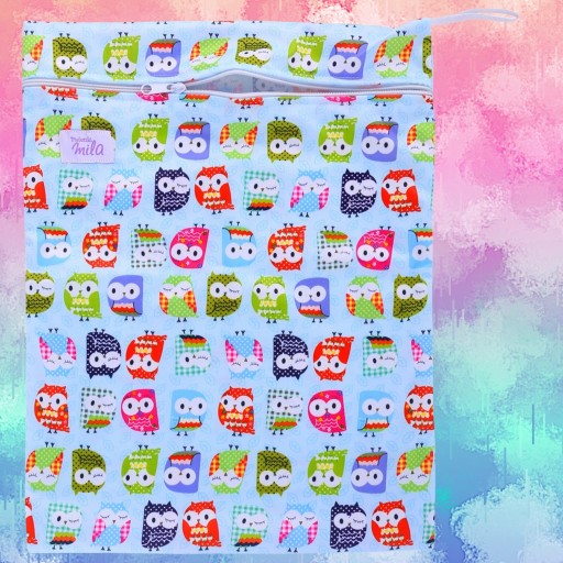 Taška Taška na použité plienky a vkladačky 30x40cm PUL SOWY SOVY SIMED