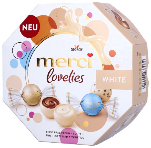 Merci Lovelies Biela bonboniéra 185 g DARČEK ku DŇU MATIEK