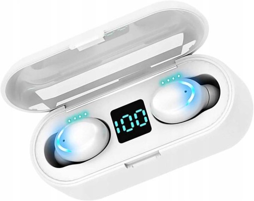 F9 BEZDRÔTOVÉ ŠPORTOVÉ SLÚCHADLÁ BLUETOOTH POWERBANK BIELA