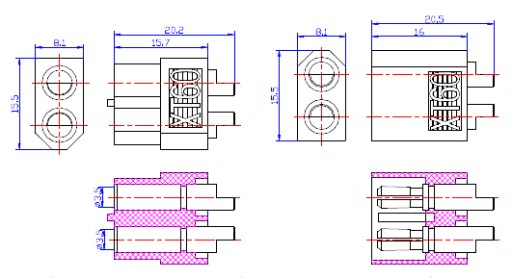 Set Socket + Plug Connector XT60 60A