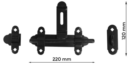 Závora GARÁŽOVEJ brány 250 mm čierna s visiacim zámkom