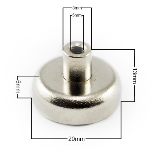 NEODYMIUM E20 MAGNETICKÝ DRŽIAK S HÁČKOM 2 KS