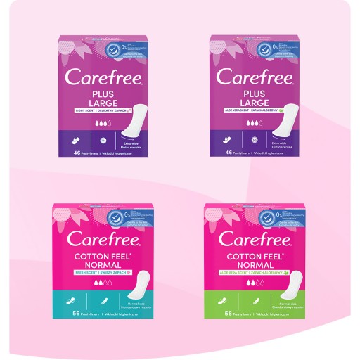 CAREFREE Plus Veľké hygienické vložky Light Scent 64 ks