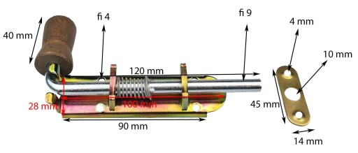 PRUŽINOVÁ ZÁPADKA DVERÍ 100 mm ÚZKA