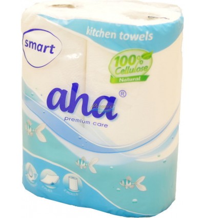 AHA celulózový uterák, 50 listov/rolka, 2 kotúče, biely