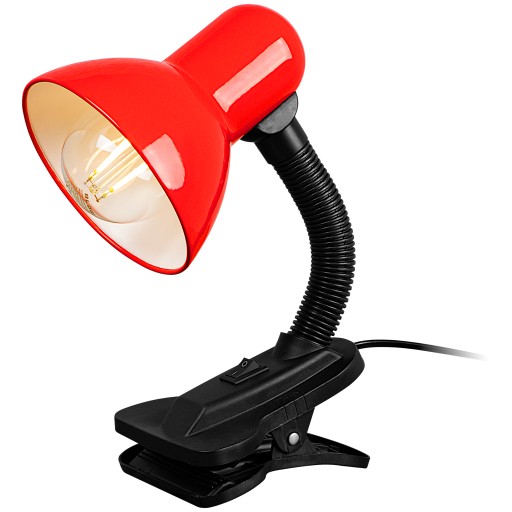 NOČNÁ LAMPA NA ČÍTANIE STOLNÁ LAMPA DLHÝ KÁBEL 180CM ČERVENÝ KLIP