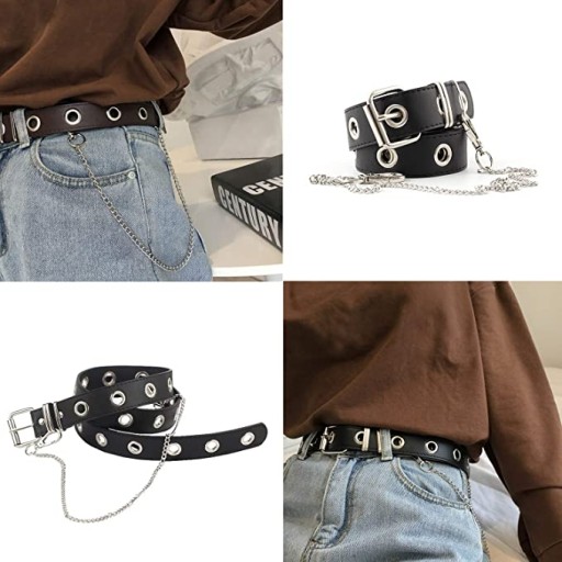 Kožený nohavicový opasok s módnou čiernou retiazkou