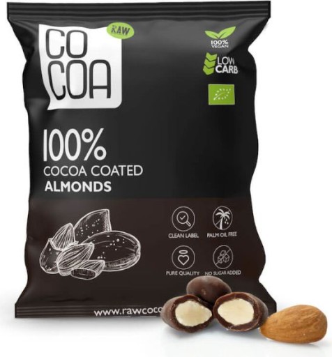 BIO Mandle v RAW čokoláde 100% kakao BEZ CUKRU vegan 70g Kakao