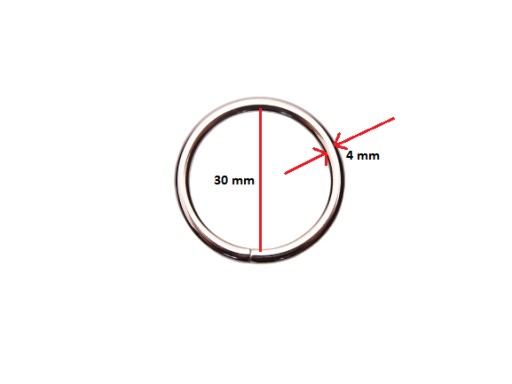 Koženkový prsteň na opasok 30 / 4 mm strieborný 10 ks