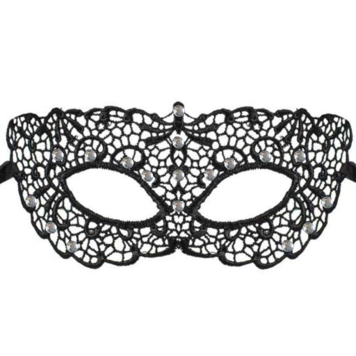 Čipkovaná maska QUEEN OF THE NIGHT, čierna, viazaná