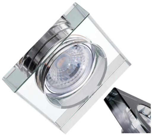KANLUX Sklenené očko Stropný držiak LED halogénovej lampy MORTA GU10 10W strieborná