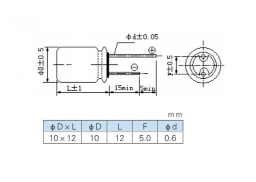 Polymérový kondenzátor 470uF 16V 105*C 10x12 2ks