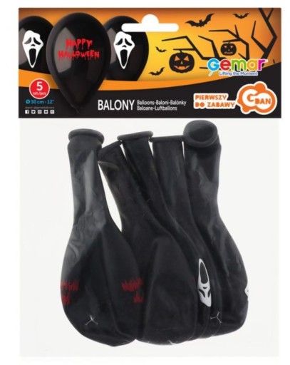 Čierny latexový balón Bloody Halloween 5 kusov HAL-130