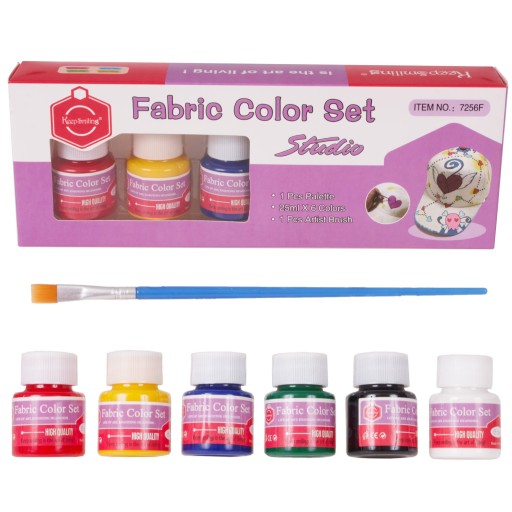Farby na látky v téglikoch, 6 farieb x 25 ml, paleta + A 1 ŠTETEC