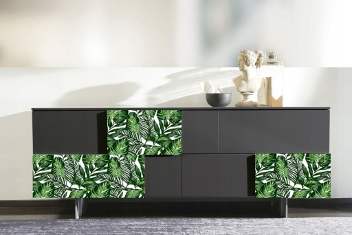 45 cm Dekoratívna nábytková dyha v bielo-zelených listoch Monstera