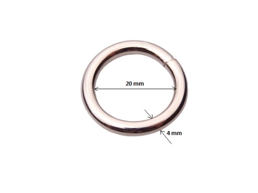 ZVÁRANÝ kovový prsteň 20 / 4 mm nikel, 1 kus