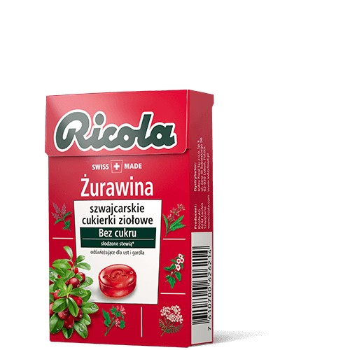 Ricola Cranberry Švajčiarske bylinkové cukríky 27,5g