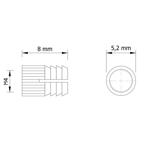 10x M4 x 8 mm mosadzný dilatačný spoj pre madlá