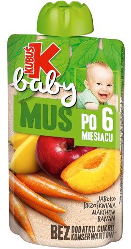 KUBUŚ Baby jablková broskyňa mrkvová pena 100g