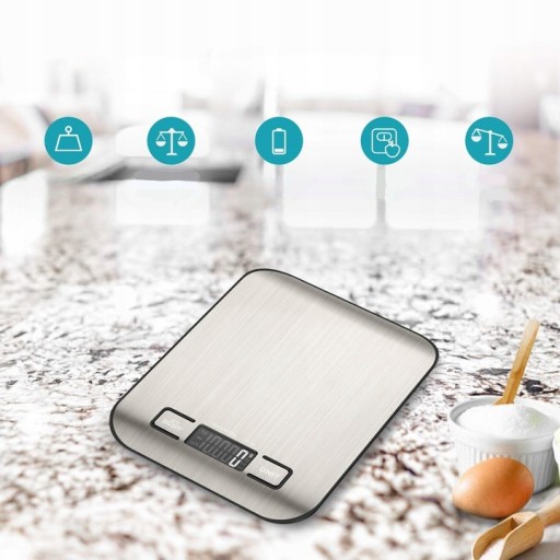 KUCHYŇSKÁ VÁHA elektronická presná VÁHA LCD displej 5000g STRIEBORNÁ