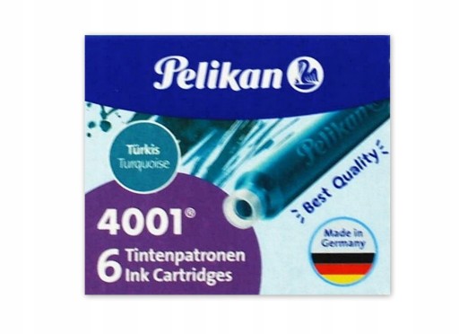 Pelikan krátke perá, 6 kusov, tyrkysové