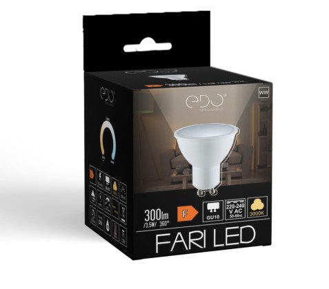 GU10 LED žiarovka 3,5W 3000K teplá 120' 300lm EDO