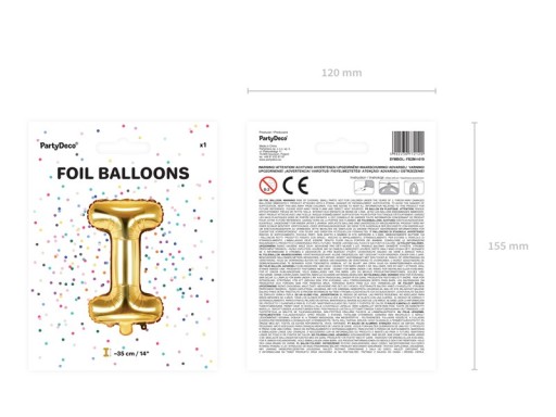 Zlatý fóliový balón písmeno I, 35 cm