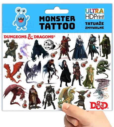 UMÝVAJÚCE DOČASNÉ TETOVANIE PRE DETI PÔVODNÉ VZORY DUNGEONS & DRAGOS