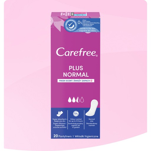 CAREFREE Plus Normal hygienické vložky svieža vôňa 20 ks