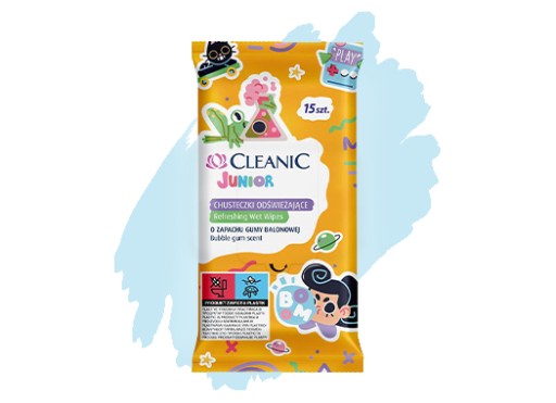 Cleanic Junior Osviežujúce antibakteriálne vlhčené obrúsky 15 kusov