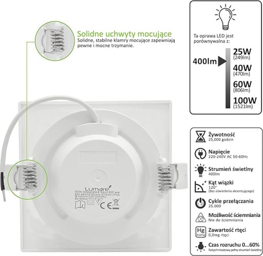Halogénové LED stropné svietidlo 6W, zapustené, zapustené, veľmi ploché