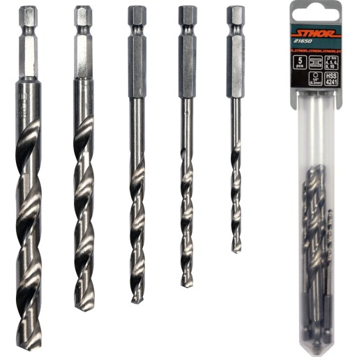 VŔTAČKY DO KOVU HRUBÉ 4-10MM HSS HEX 1/4” SADA 5 KS.