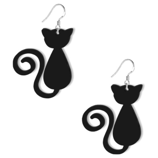 náušnice CATS MITTENS čierne akrylové HALLOWEEN chvostíky