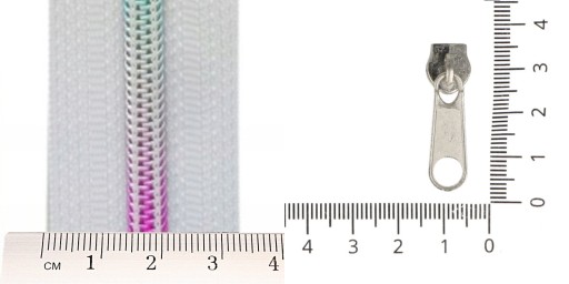 LuxTextil Zipsová páska Zips 5mm ŠPIRÁLA +10 Zipsov 5m DÚHOVÁ BIELA