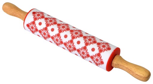 KUCHYŇSKÝ SILIKÓNOVÝ VALEC NA PIZZOVÉ CESTO, drevené rúčky, 30 cm, farby