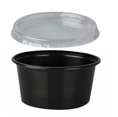 Čierne nádoby + vrchnáky SOS DIP 80ml 100 ks