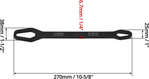 UNIVERZÁLNY MULTIFUNKČNÝ OTVORENÝ KĽÚČ 15V1 8-24mm LEXTOOL