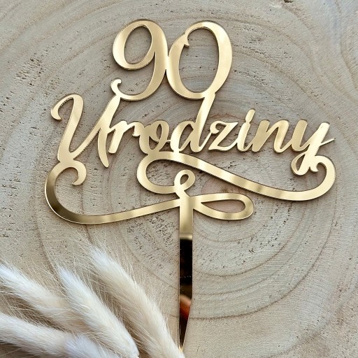 90. narodeniny Narodeninový topper 90 rokov dekorácia ZLATÉ PLEXI zrkadlo