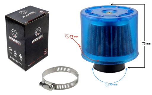 Kužeľový vzduchový filter 34 mm uzavretý modrý ATV Cross 50 110 125 35 mm