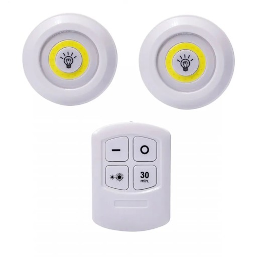 3x COB LAMPA BEZDRÔTOVÁ SAMOLEPIACA BATÉRIOVÁ LAMPA 2 REŽIMY + DIAĽKOVÉ OVLÁDANIE